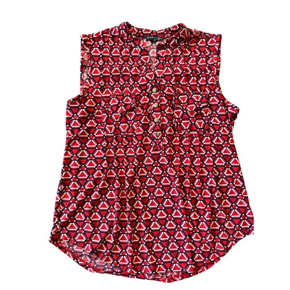 Ava & Grace Red Sleeveless Athletic Top Golf Tennis Pickleball Sz MP | EUC